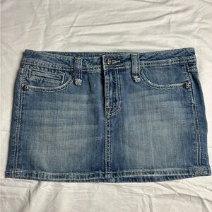 Miss Me Denim Y2K Embroidered Mini Skirt. Size Large